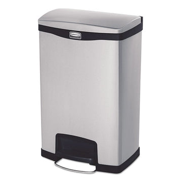 Rubbermaid® Commercial Slim Jim Stainless Steel Step-on Container, Front Step Style, 13 Gal, Black freeshipping - TVN Wholesale
